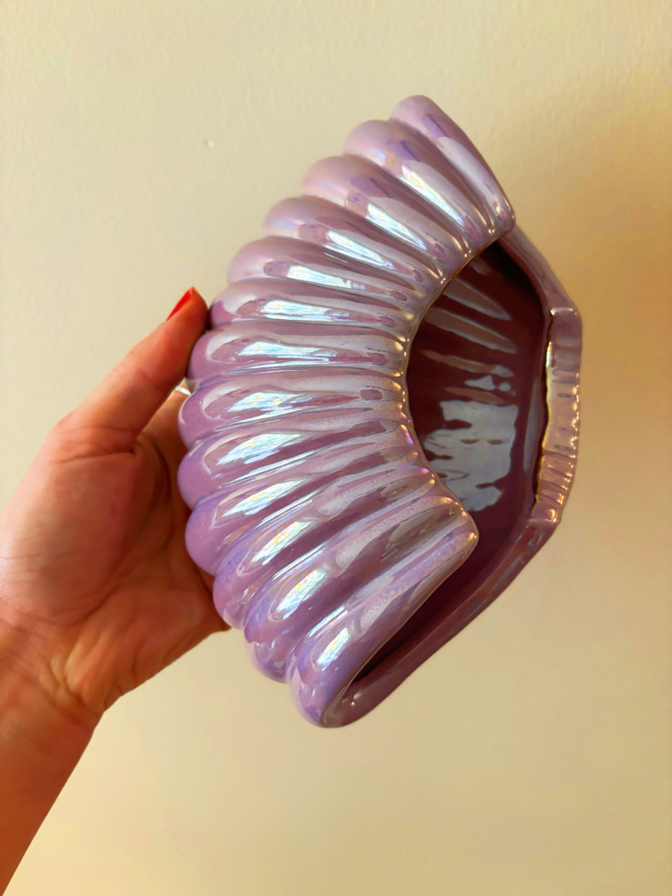 80’s Iridescent Purple Seashell Ashtray