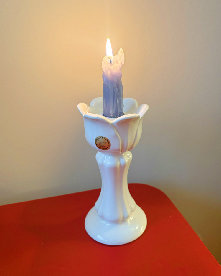80’s Dutch Delft Porcelain Candleholder 