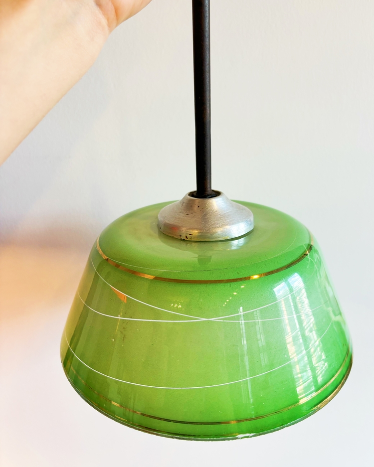 60’s Green Opaline Glass Ceiling Lamp 