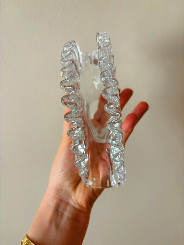 60’s Heavy Glass Ruffle Napkin Holder 