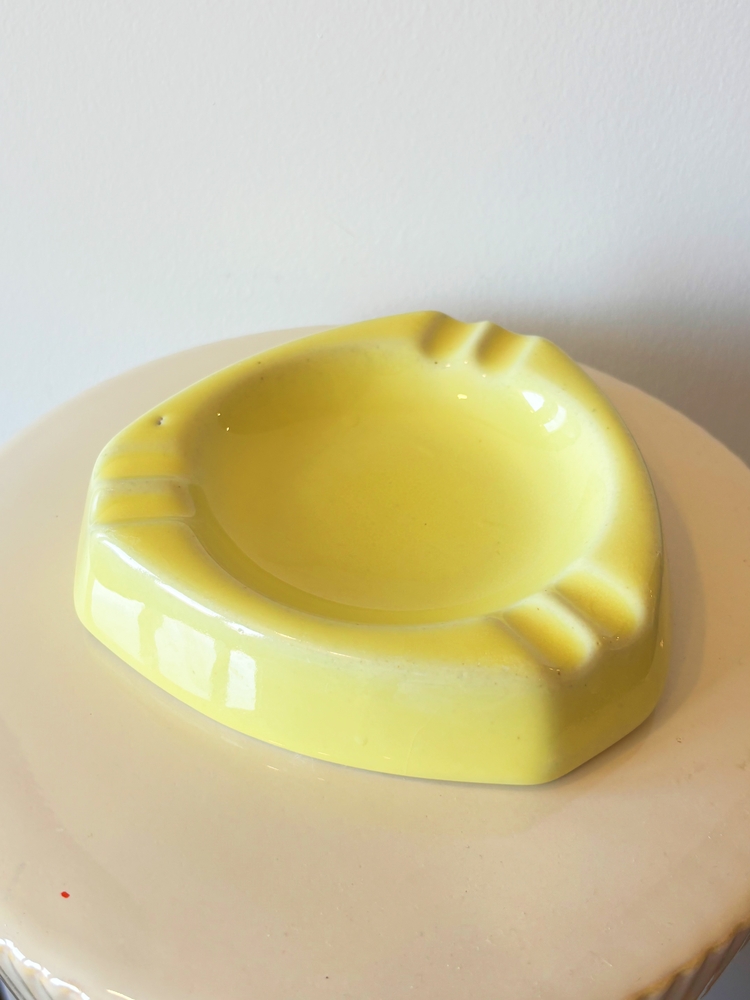 80’s Butter Yellow Ceramic Ashtray 
