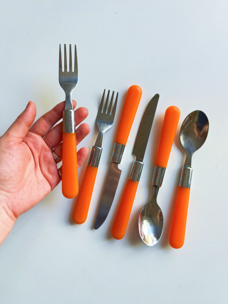 Orange + Steel Cutlery Set