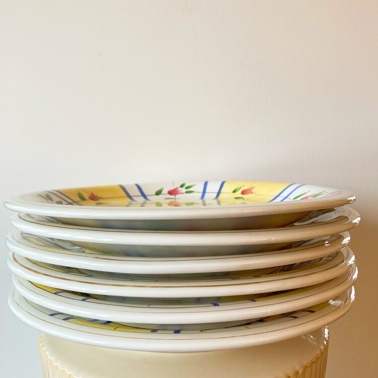 Hand Painted Ceramic Plates with Tulip Design