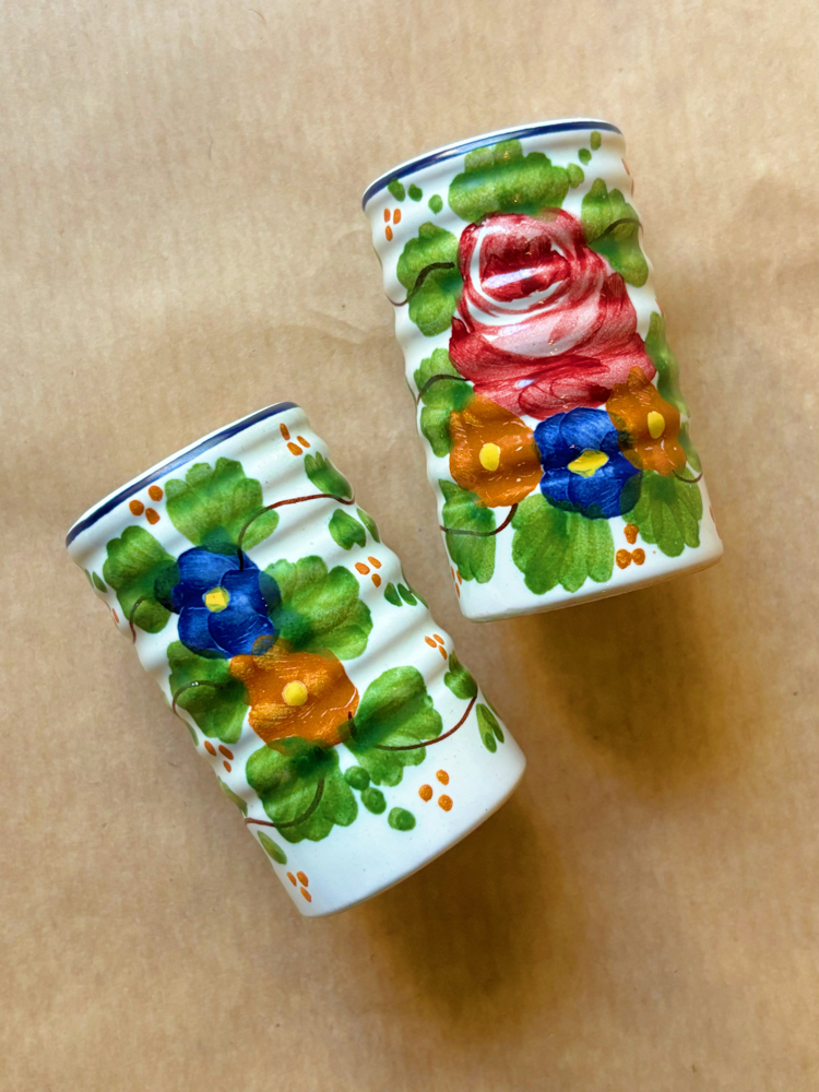 70’s Italian Hand Painted Candleholders 