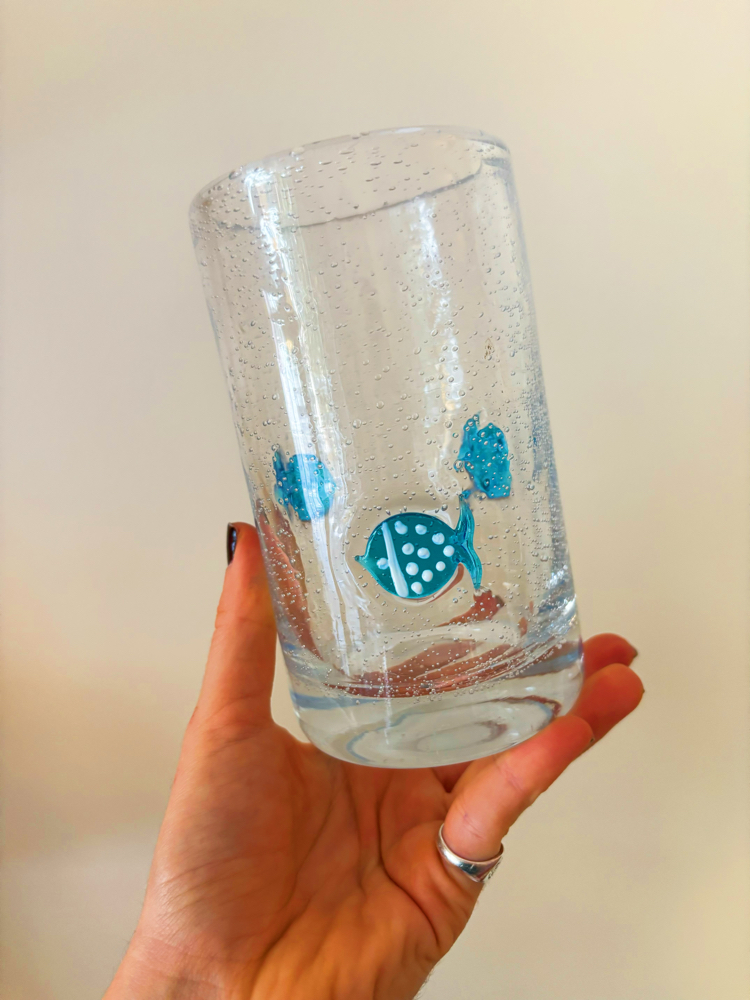 Hand Blown Glass Fish Vase 