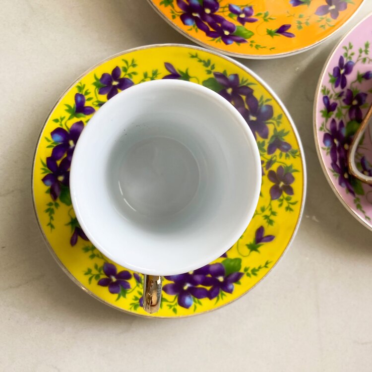 Irish Porcelain Floral Espresso Cups 