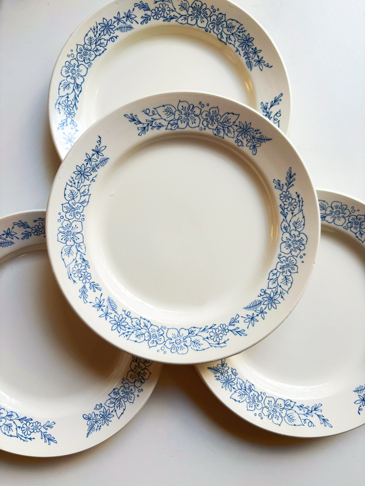 70’s Russian Blue Floral Ceramic Vintage Plates
