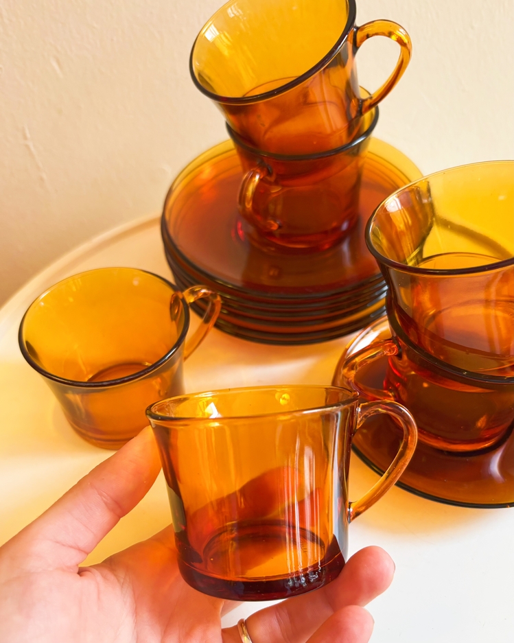 70’s French Duralex Amber Espresso Cups 