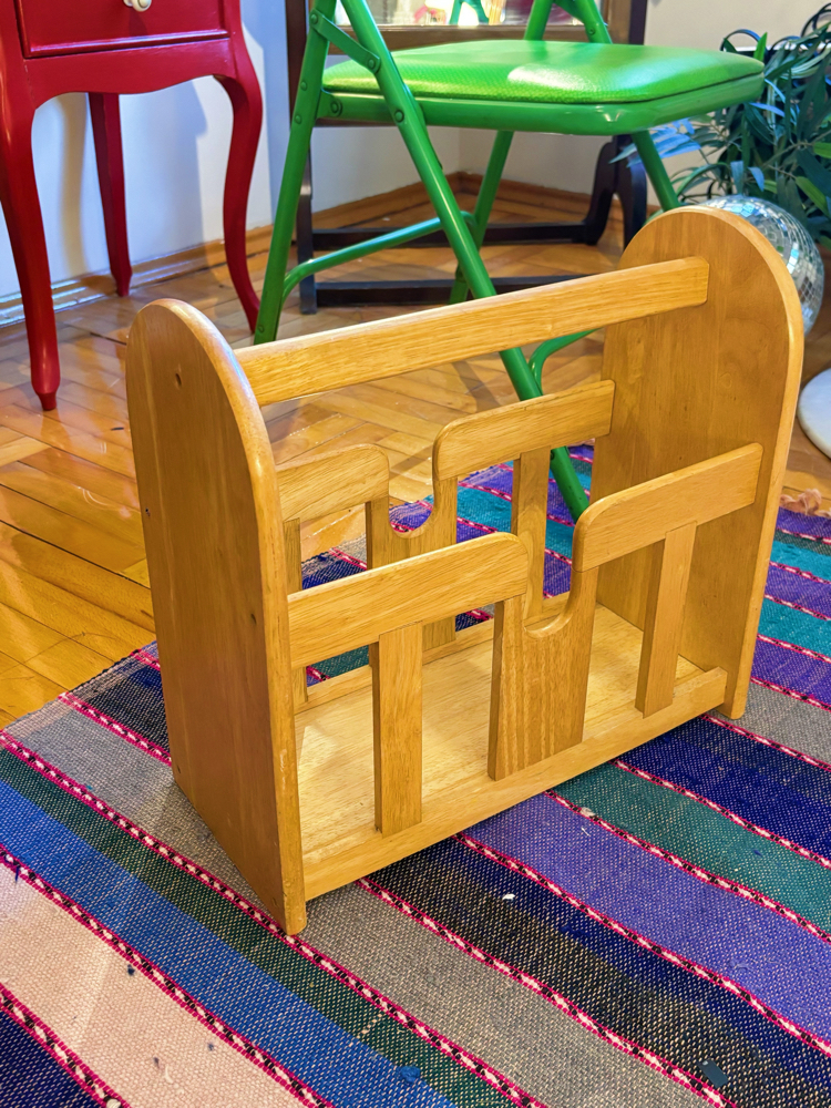50’s Midcentury Pale Wood Magazine Rack