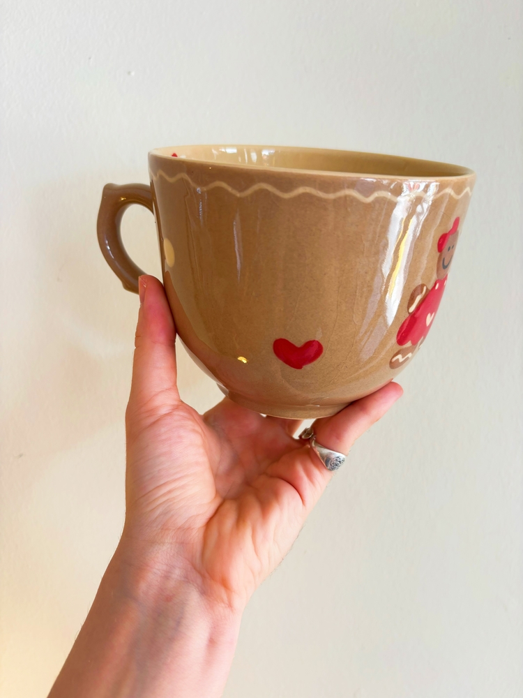 French “The Gingerbread Couple” Handmade Soup Mug
