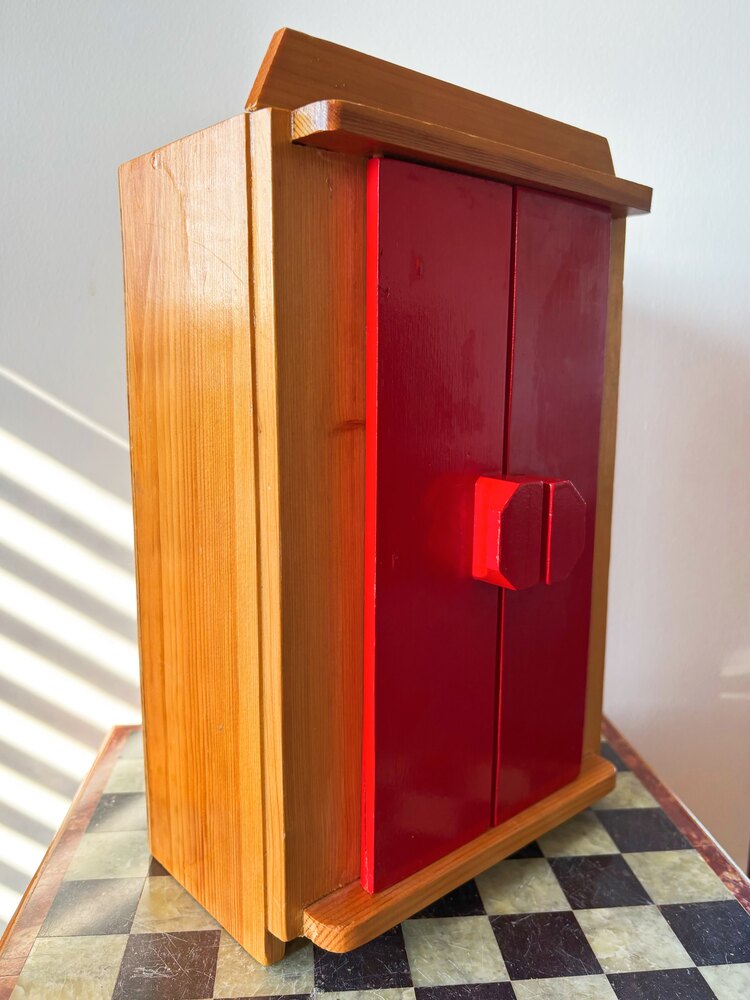 1950’s Handmade Solid Wood Doll House Wardrobe