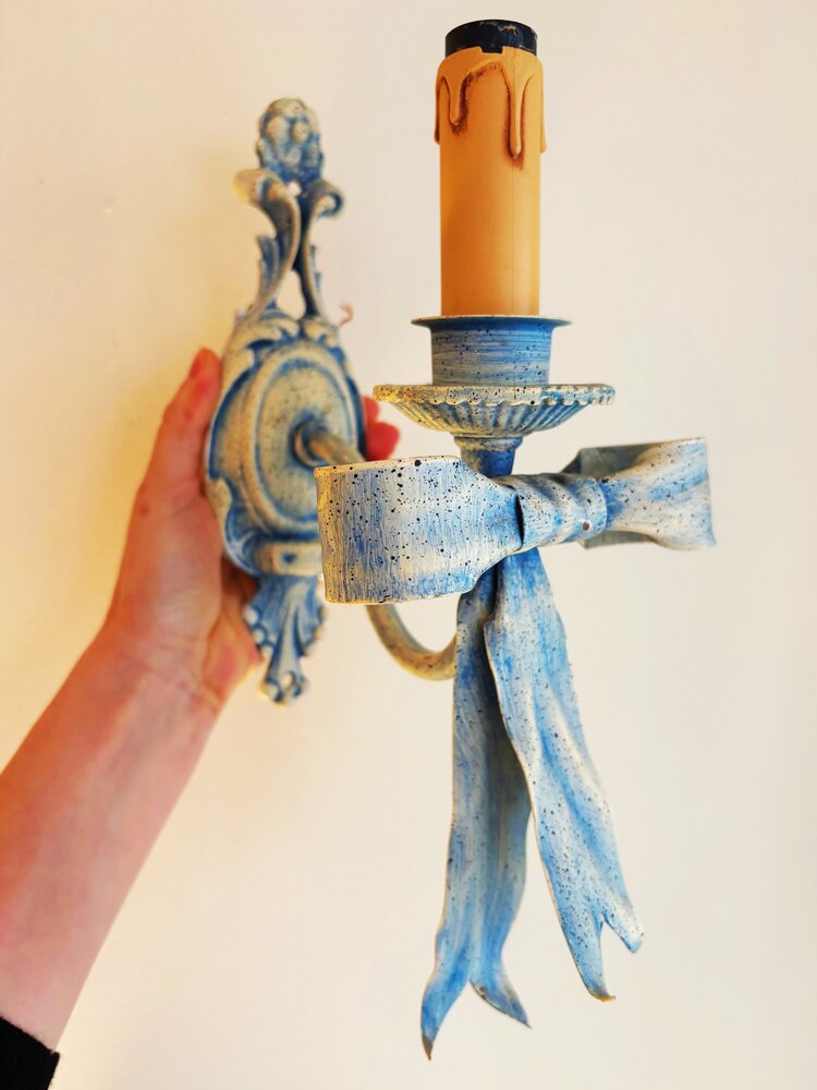 60’s Blue Ribbon Iron French Sconce 