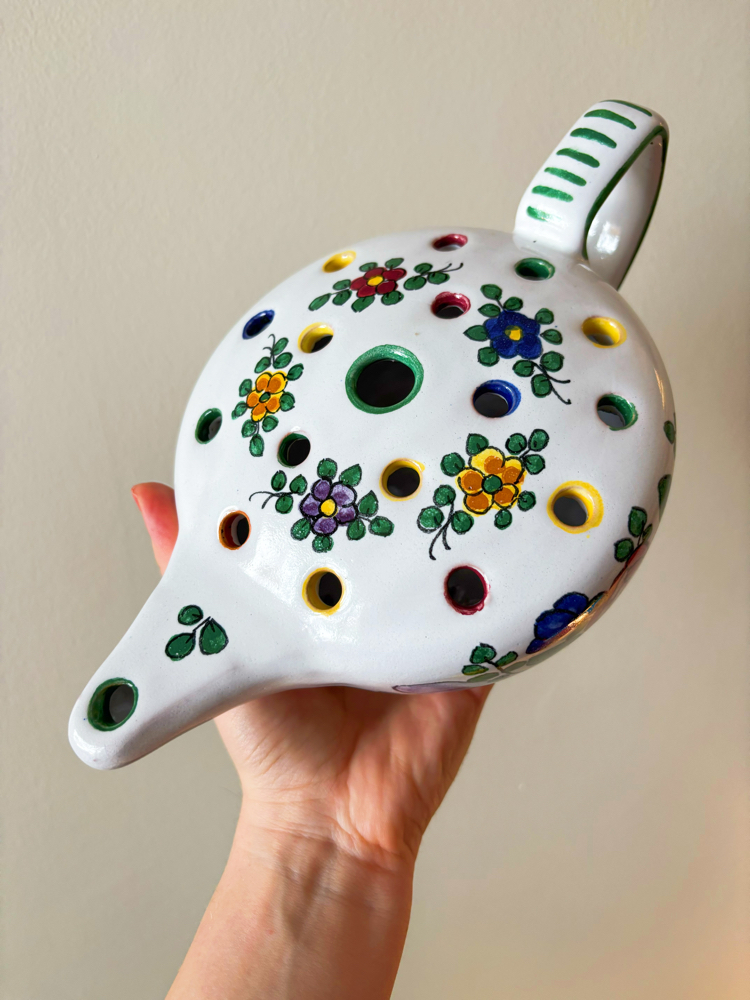 70’s Italian Hand Painted Ikebana Vase