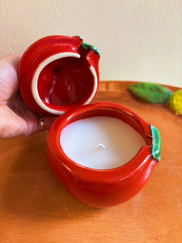 70’s German Handmade Apple Box with Candle 