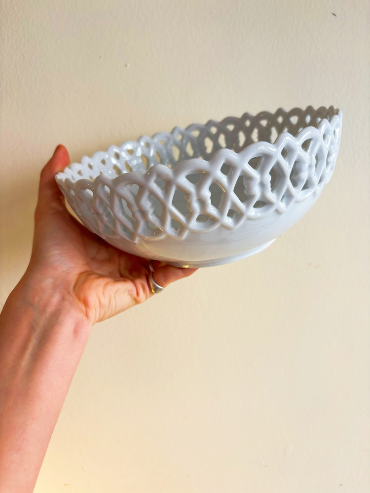 80’s White Porcelain Lace Bowl