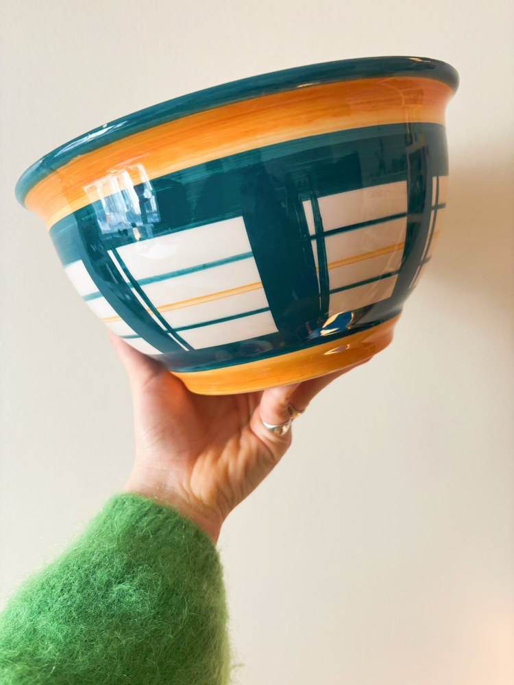90’s Handmade Large Ceramic Fruit Bowl 