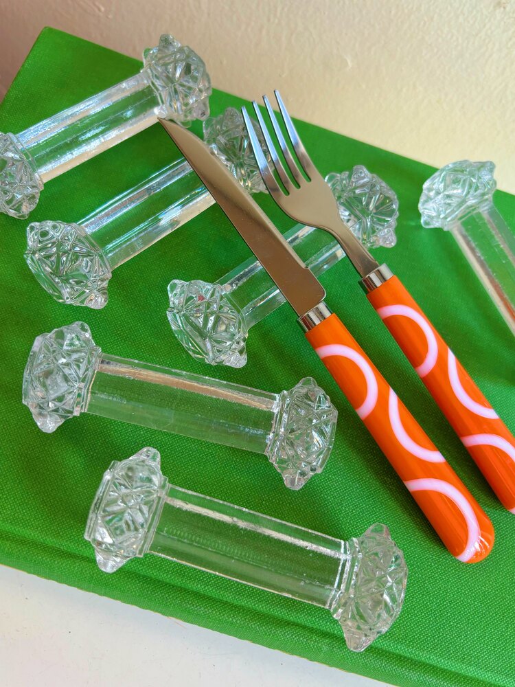 60’s Crystal Fork + Knife Rests 