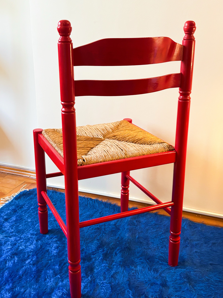 1960’s Italian Red Lacquered Wooden Chair 