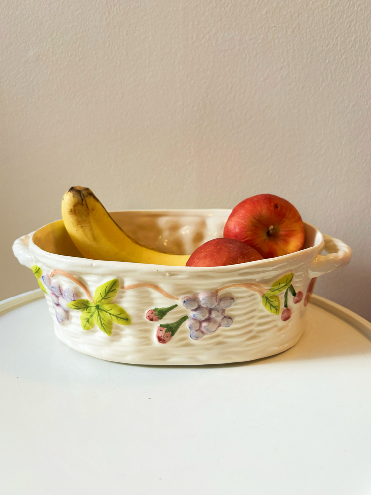 Italian Fruit Embossed Ceramic Basket
