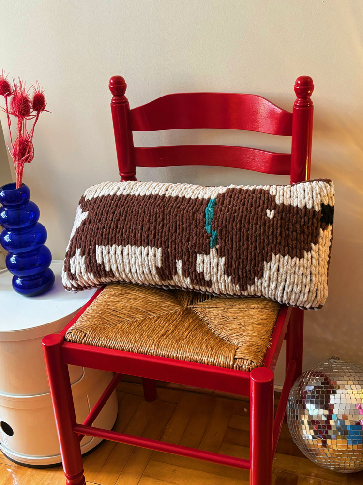 Hand-Knitted Sausage Dog Cushion 