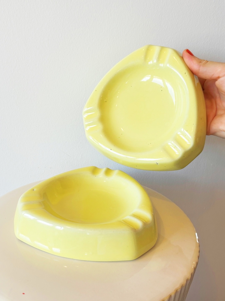 80’s Butter Yellow Ceramic Ashtray 