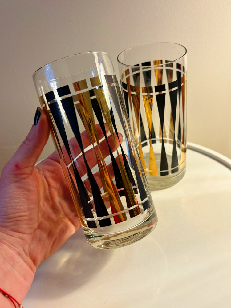 70’s Gold + Black Cocktail Glasses 