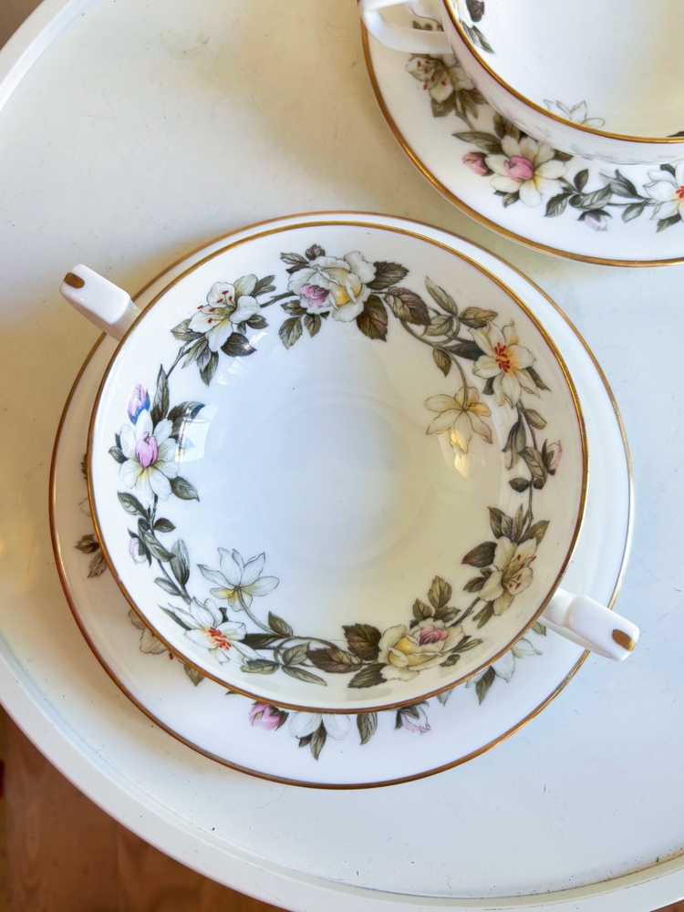 Royal Worcester Floral Porcelain Teacups 