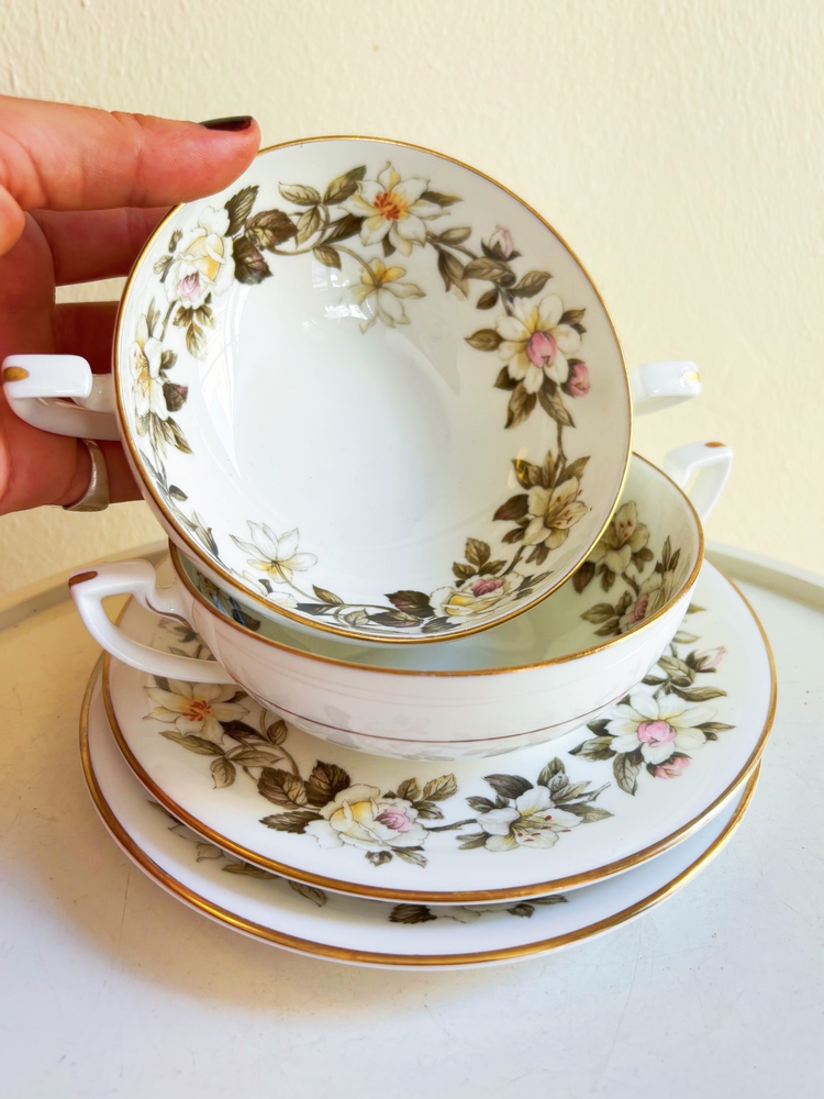 Royal Worcester Floral Porcelain Teacups 