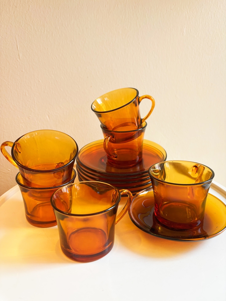 70’s French Duralex Amber Espresso Cups 