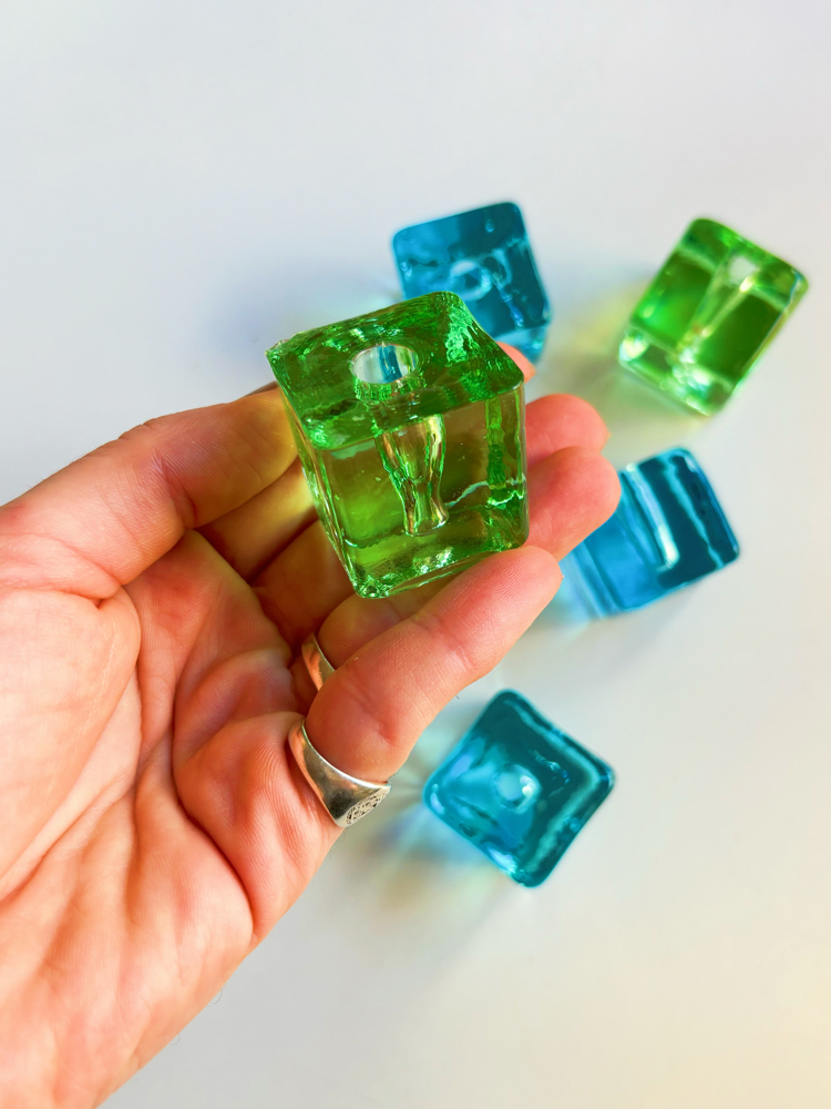 Ice Cube Glass Candleholders