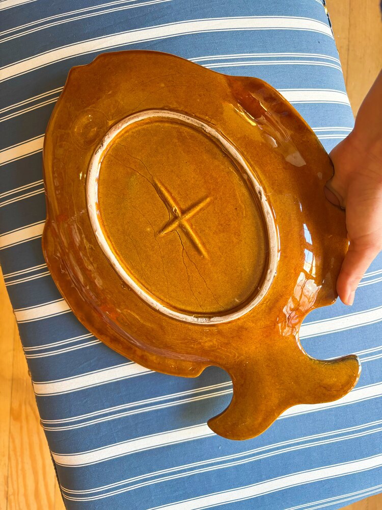 70’s Fish Shaped Handmade Terra Cota Plate 