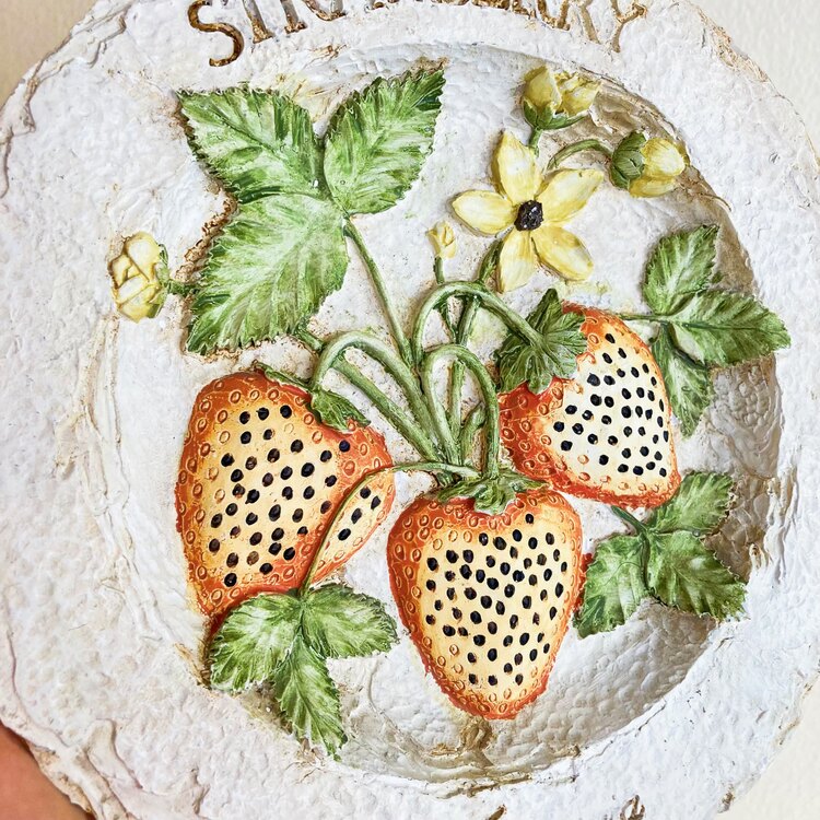 Strawberry Embossed Rustic Ceramic Wall Plate 