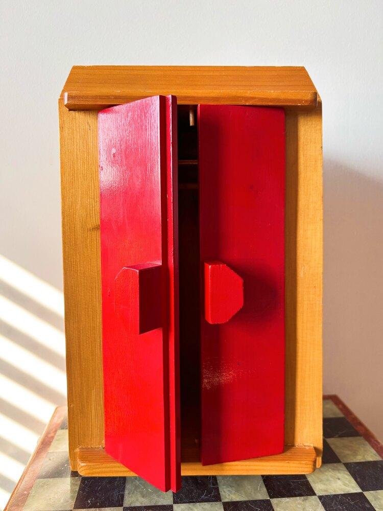 1950’s Handmade Solid Wood Doll House Wardrobe