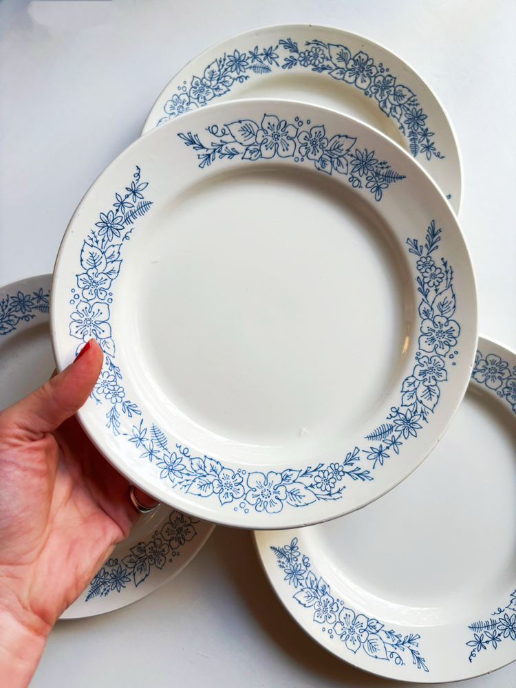 70’s Russian Blue Floral Ceramic Vintage Plates