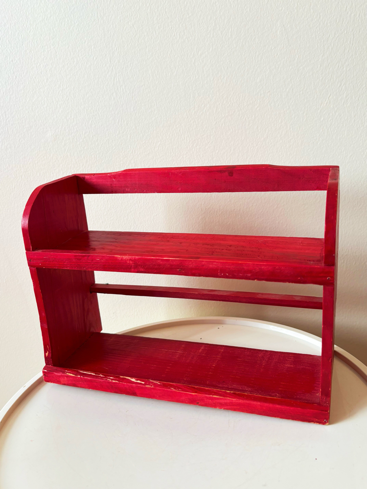 70’s Red Wooden Mini Kitchen Shelf 