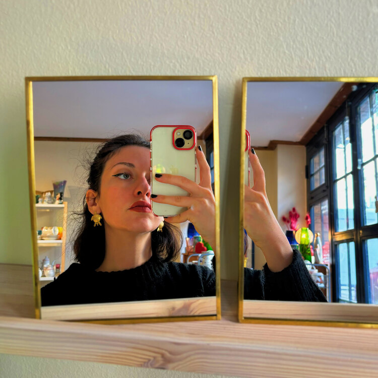 Brass Framed Make Up Mirror
