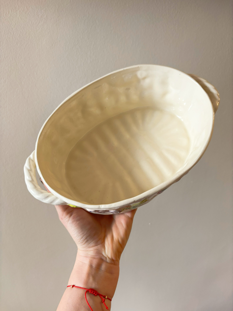 Italian Fruit Embossed Ceramic Basket