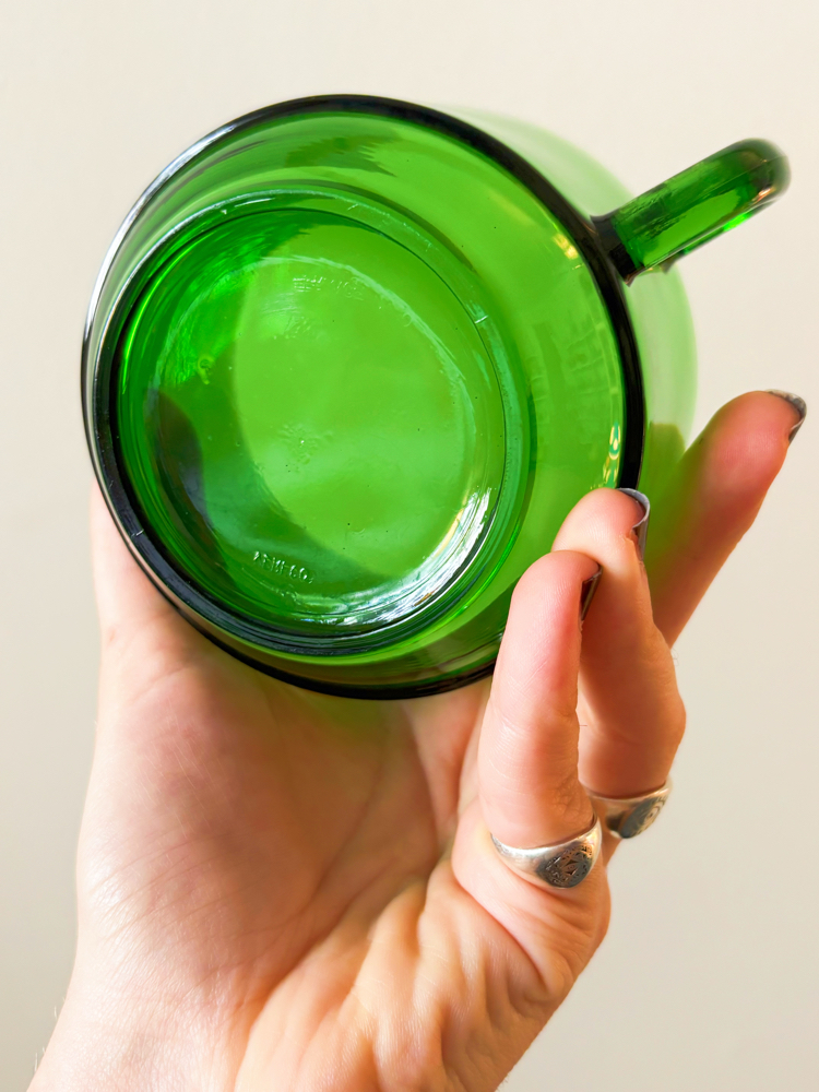 70’s French Emerald Green Glass Mugs
