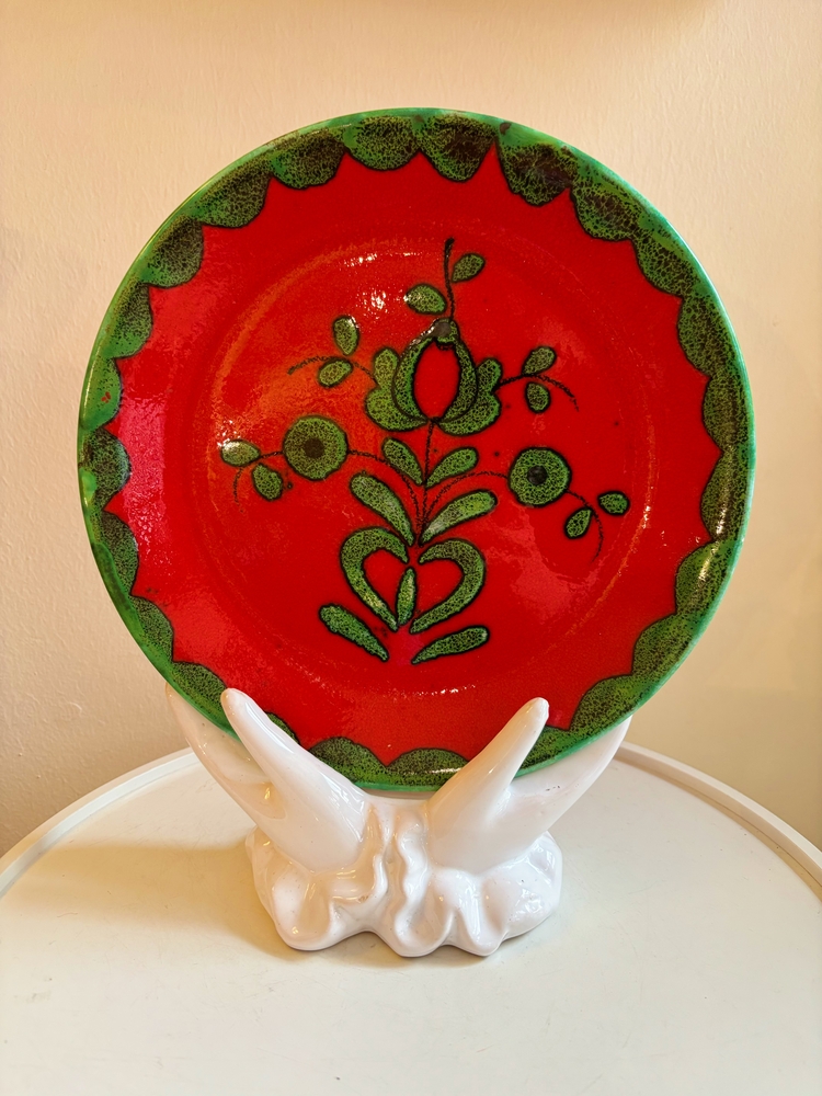 70’s German Tomato Red Ceramic Plates