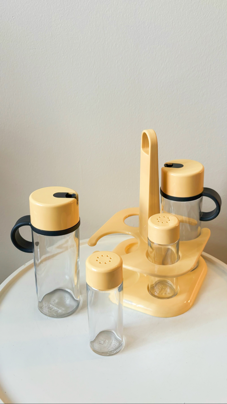 80’s Spanish Butter Yellow Condiment Set 