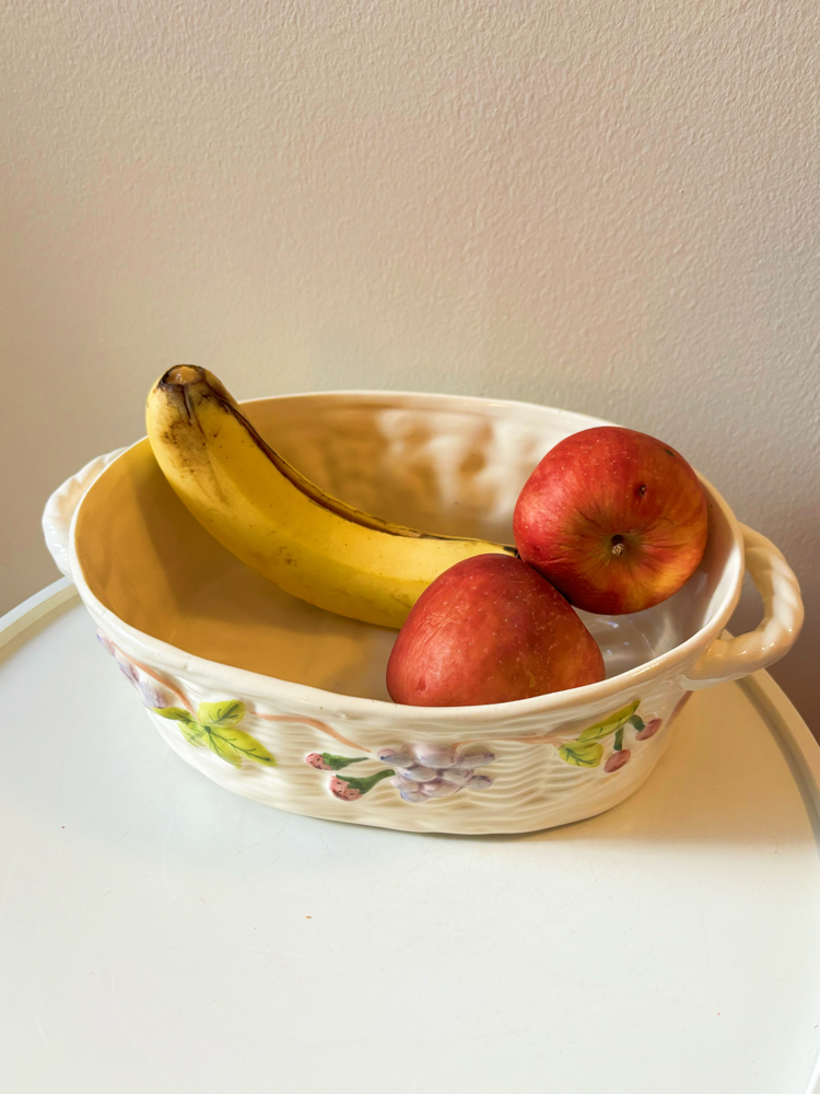 Italian Fruit Embossed Ceramic Basket