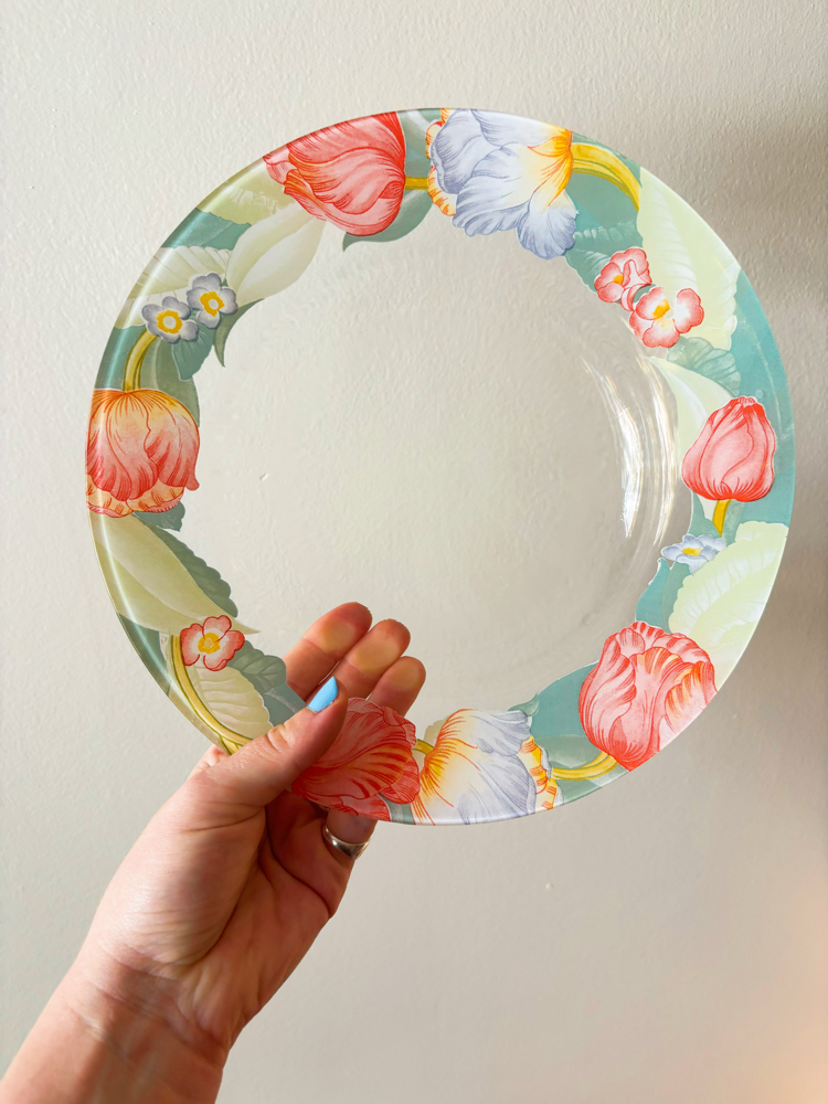 French Arcopal Floral Glass Plates