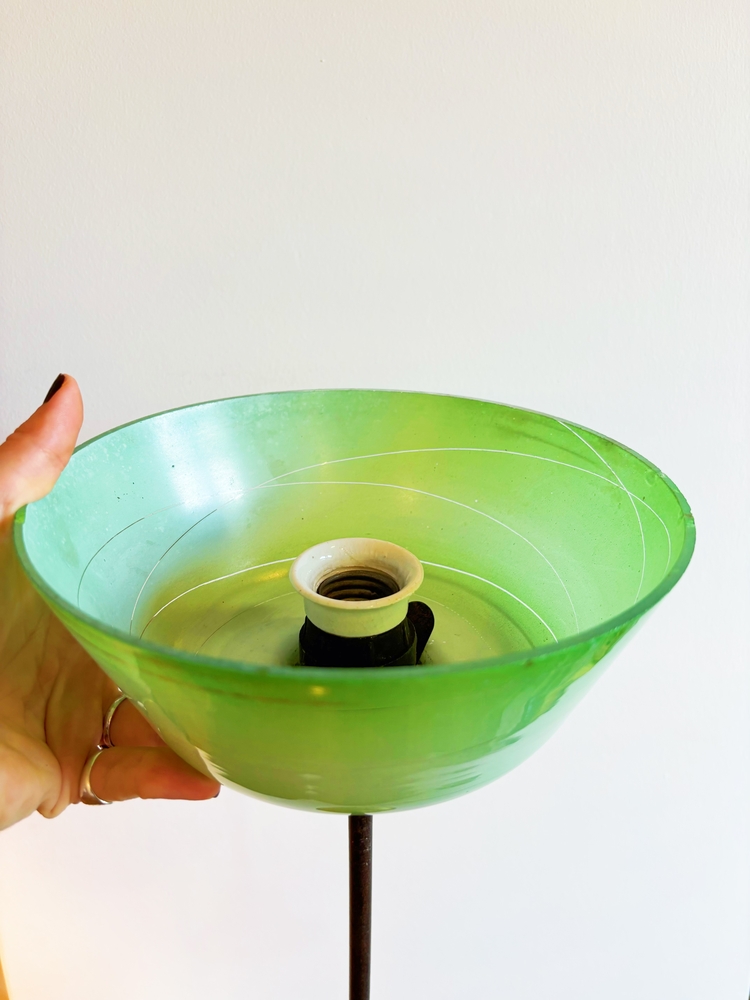 60’s Green Opaline Glass Ceiling Lamp 