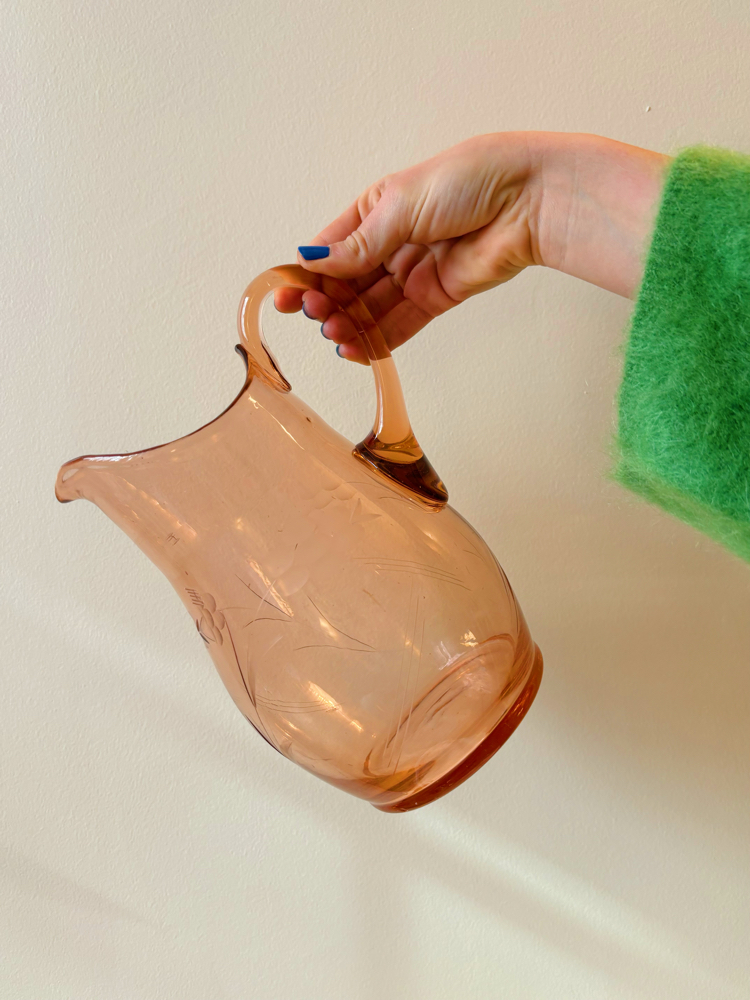 80’s Rose Pink Glass Jug