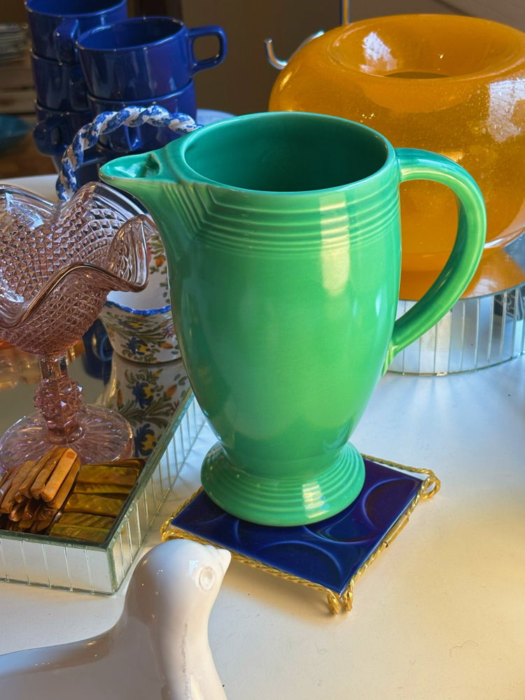 60’s American Fiesta Pottery Green Jug 