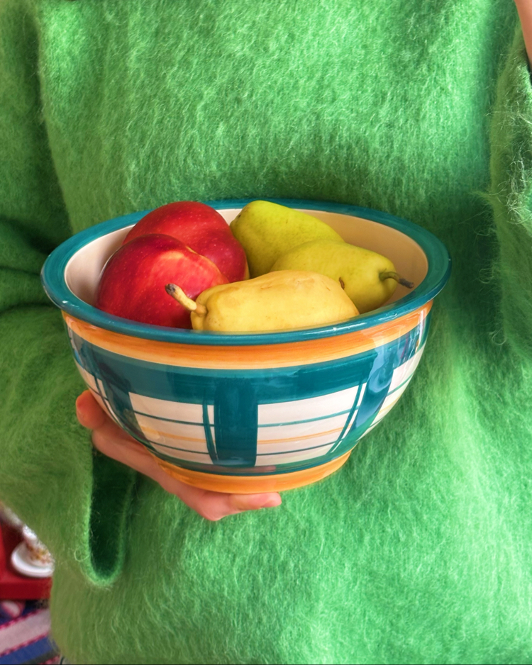 90’s Handmade Large Ceramic Fruit Bowl 