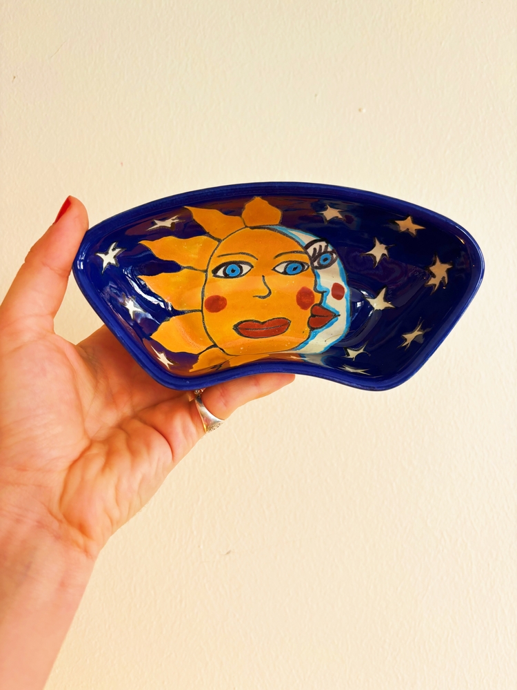 70’s Italian “Sun and Moon” Hand Painted Wall Decor