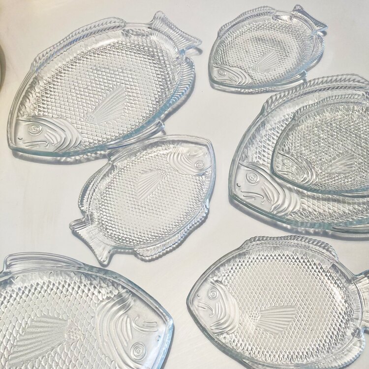 80’s Glass Fish Shaped Plates