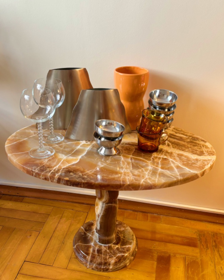 1960's Midcentury Marble Side Table