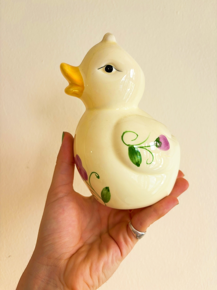 Handpainted Floral Duck Vase 